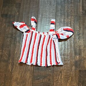 Striped Red and White Off-Shoulder Top